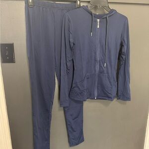 SHEIN Navy Blue Track Pants & Hoodie Set